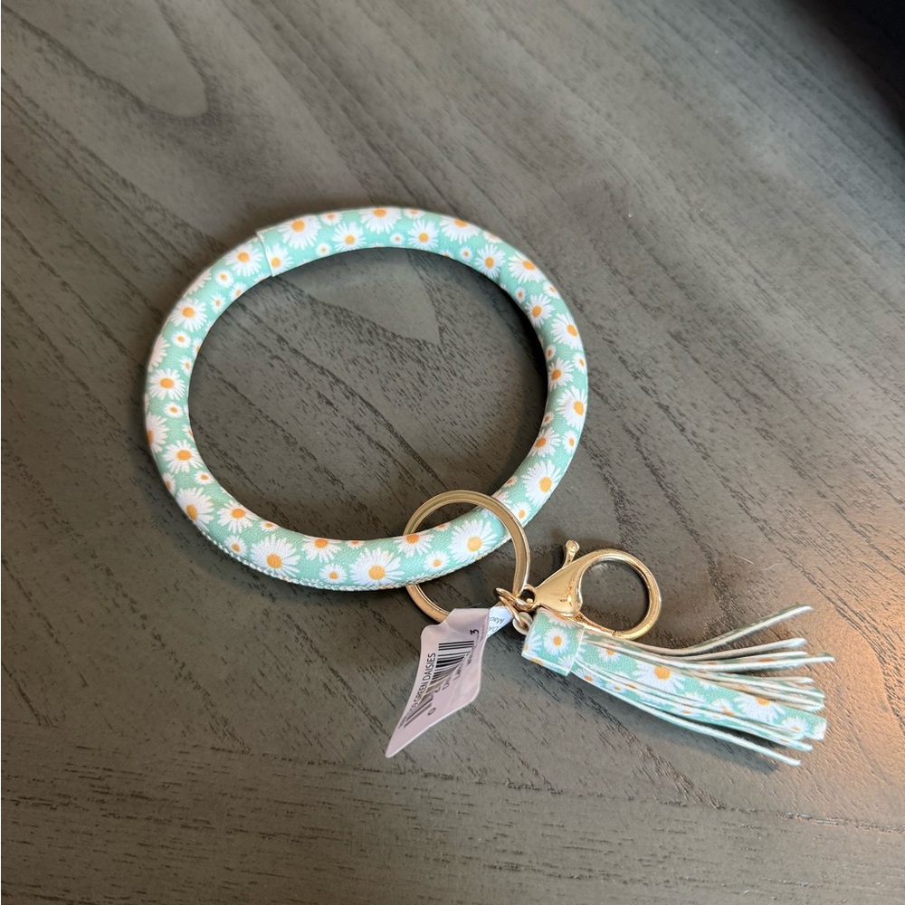 Floral Keychain Bracelet with Tassel